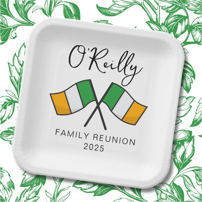 Assiettes En Carton Réunion de famille drapeau d'Irlande  (Créateur téléchargé)