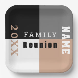 Assiettes En Carton Réunion de famille Khaki, noir et blanc