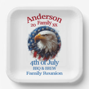 Assiettes En Carton Réunion de famille patriotique - 4 juillet barbecu