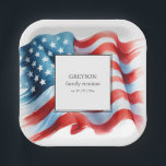 Assiettes En Carton Réunion de famille patriotique moderne<br><div class="desc">Vous pouvez choisir le cadre idéal pour votre réunion de famille, pique-nique ou barbecue avec ces assiettes modernes rouge, blanc et bleu, avec une belle aquarelle design drapeau américain. Idéales pour 4 juillet soirées, les idées de soirées d'été ou toute fête patriotique, ces assiettes élégantes apportent une touche festive tout...</div>