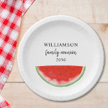 Assiettes En Carton Réunion familiale de pastèque<br><div class="desc">Prévoyez-vous une réunion de famille cette année ? Ces assiettes personnalisées en papier de réunion familiale sont décorées avec une pastèque rouge aquarelle et paraîtront agréables sur votre table de célébration. Il y a des serviettes et des tasses en papier assorties dans notre magasin. Facile à personnaliser. Aquarelle originale ©...</div>