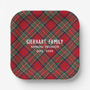 Assiettes En Carton Réunion familiale Plaid Red Green Stewart Tartan