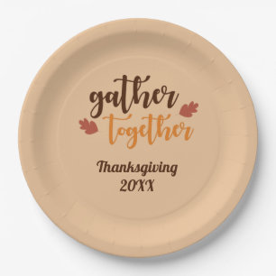 Assiettes En Carton Réunissez-vous couleurs d'automne de Thanksgiving