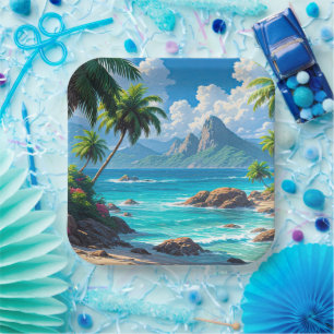Assiettes En Carton Rêve, Paradis Tropical,