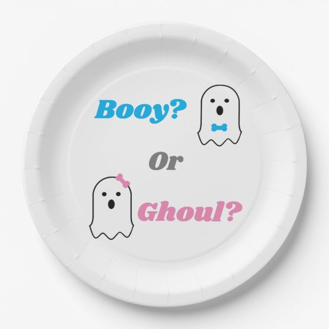Assiettes En Carton Révélation de genre de garçon ou de fille Ghoul Ha (Devant)