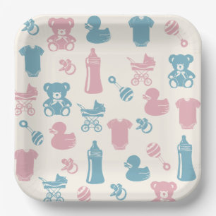 Assiettes En Carton Révélation de genre rose et bleu