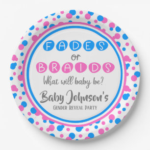 Assiettes En Carton Révélation du genre du bébé - Pailles ou tresses