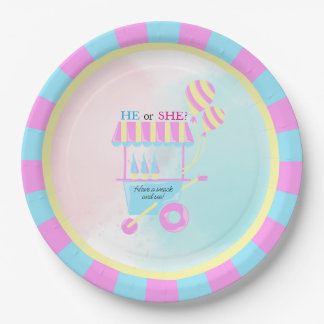 Assiettes En Carton Révélation du sexe de bébé sous une tente de cirqu