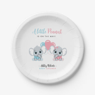 Assiettes En Carton Révélation du sexe du bébé éléphant ballon bleu et