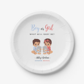 Assiettes En Carton Révélation du sexe du bébé rose et bleu