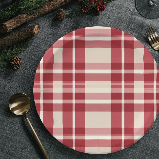Assiettes En Carton Révère rustique | Embracer la ferme rouge Plaid (Créateur téléchargé)