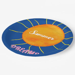 Assiettes En Carton Rêves d'été Jaune Orange