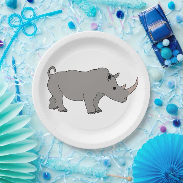 Assiettes En Carton Rhinoceros Afrique Animal (Fête)