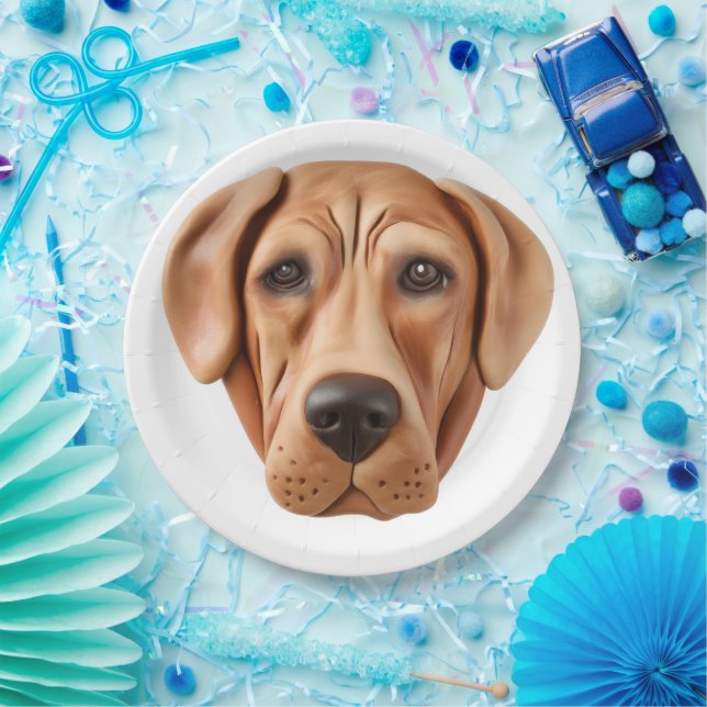 Assiettes En Carton Rhodesian Ridgeback Chien 3D Inspiré (Fête)