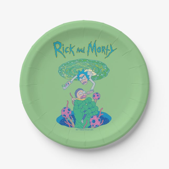 Assiettes En Carton RICK ET MORTY™ | Secourt du portail (Devant)