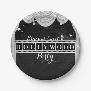 Assiettes En Carton Rideaux HOLLYWOOD Noir & Blanc Élégant pour soirée
