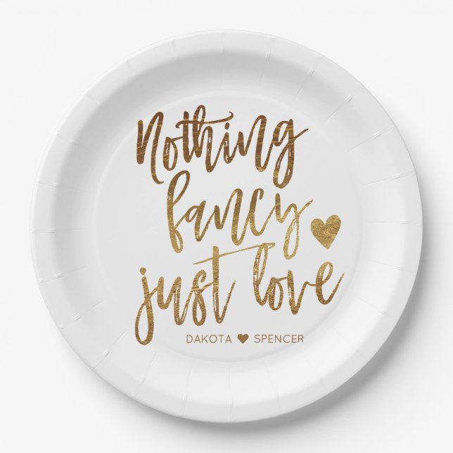 Assiettes En Carton Rien De Fancy Juste Amour | Micro Mariage Gold Hea (Devant)