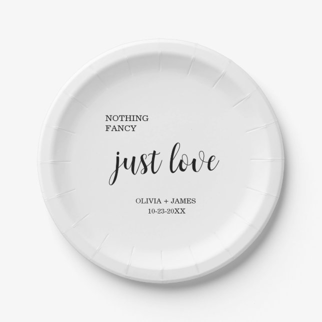 Assiettes En Carton Rien de fantaisie Juste Amour Mariage (Devant)