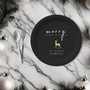Assiettes En Carton Rinder d'aquarelle minimaliste Joyeux Noël