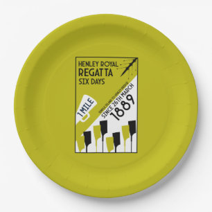 Assiettes En Carton Rivière Thames Regatta - Vintage Retro Style Rowin