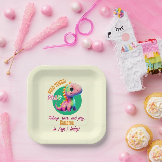 Assiettes En Carton Roaring Good Times Dinosaur Tout âge Anniversaire  (Fête)
