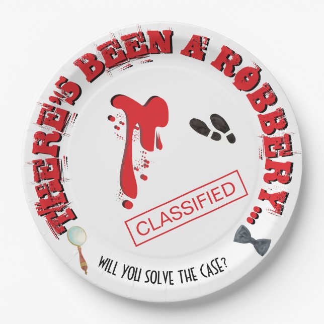 Assiettes En Carton Robbery Mystery fête d'anniversaire BLOODY Plaques (Devant)