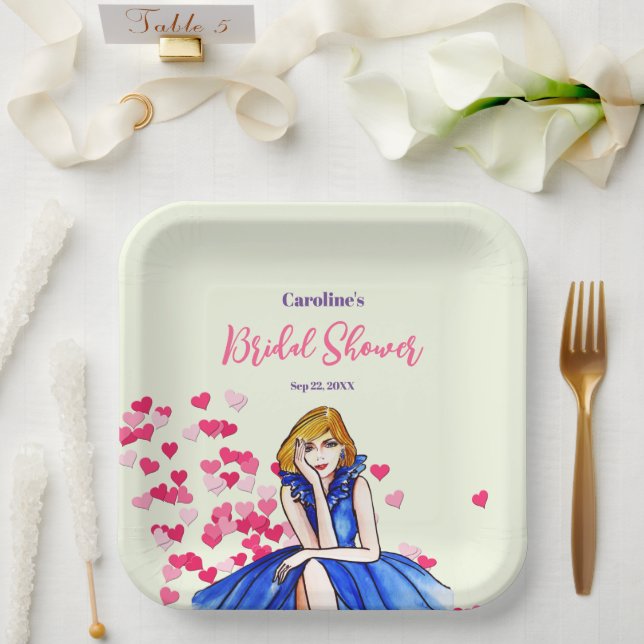 Assiettes En Carton Robe de cocktail bleu roi foncé pour la douche de  (Mariage)