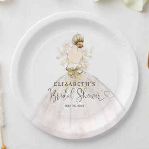 Assiettes En Carton Robe de mariée Blonde Fête des mariées de bienvenu