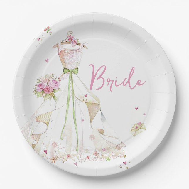 Assiettes En Carton Robe de mariée pour la fête de mariage  (Devant)