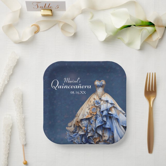 Assiettes En Carton Robe élégante de Quinceanera (Mariage)