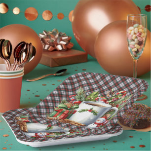 Assiettes En Carton Robe McDuff Moderne Tartan Écossais de Noël