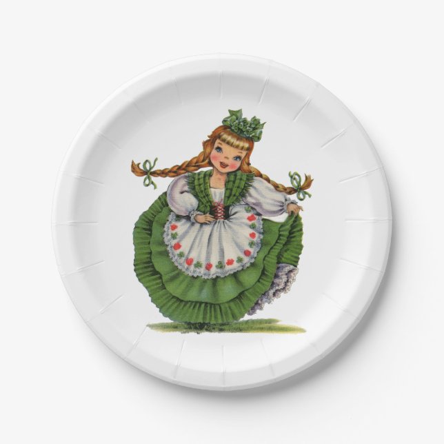 Assiettes En Carton Robe traditionnelle vintage irlandaise fille (Devant)