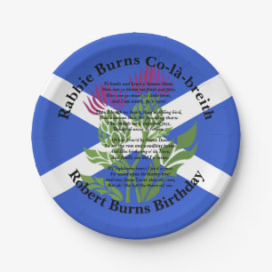 Assiettes En Carton Robert Burns Anniversaire Poem Thistler Indicateur