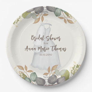 Assiettes En Carton Robes de mariée Élégantes Feuilles d'automne pour 