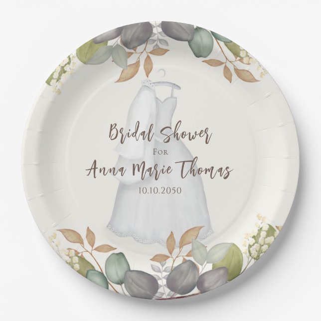 Assiettes En Carton Robes de mariée élégantes pour fête prénuptiale de (Devant)