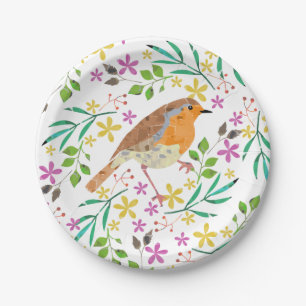 Assiettes En Carton Robin l'oiseau de Noël