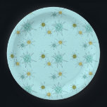 Assiettes En Carton Robin's Oeuf Blue Starbursts Plaque en papier<br><div class="desc">Le motif de plaque de papier de Robin's Oeuf Blue Iconic Atomic Starbursts comporte des étoiles atomiques emblématiques. C'est vrai ! L’ancienne école, arrière - plan de couleur bleu oeuf de robin avec des taches d’or, est la toile de fond idéale pour les cercles turquoise, apaisants et vert poire kitsch....</div>
