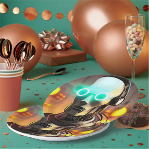 Assiettes En Carton Robot 2 grandes plaques de papier