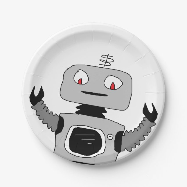 Assiettes En Carton Robot AI Plaques papier pour enfants fête d'annive (Devant)