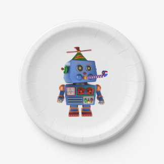 Assiettes En Carton Robot bleu de jouet de fête d'anniversaire