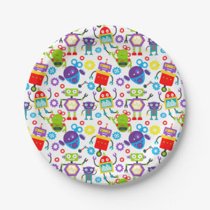 Assiettes En Carton Robot des enfants du Colorful