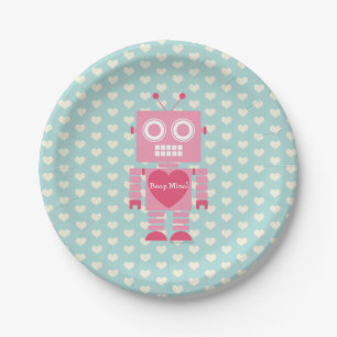 Assiettes En Carton Robot Girly mignon