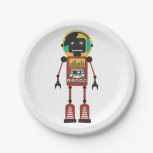 Assiettes En Carton Robot radio rétro