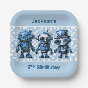 Assiettes En Carton Robot Thème 7ème anniversaire Plaques de fête