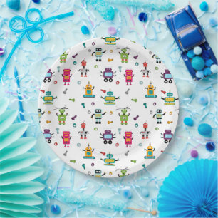Assiettes En Carton Robots multicolores mignonnes Robot pour enfants f
