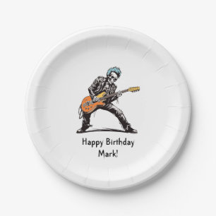 Assiettes En Carton Rock and Roll Skeletons Anniversaire