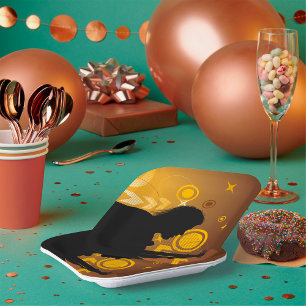 Assiettes En Carton Rock Guitariste Rocker Musicien Plaques de papier