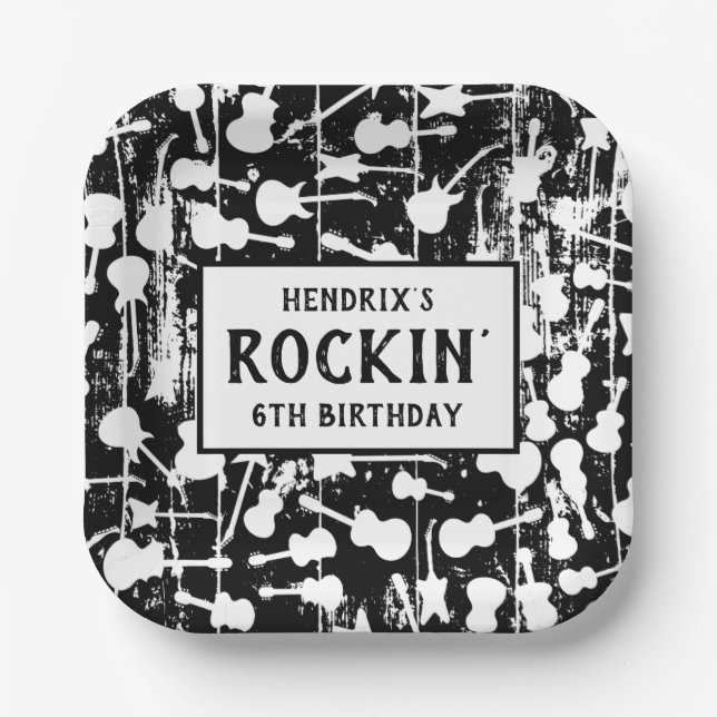 Assiettes En Carton Rock & Roll Guitar Birthday Party (Recto)