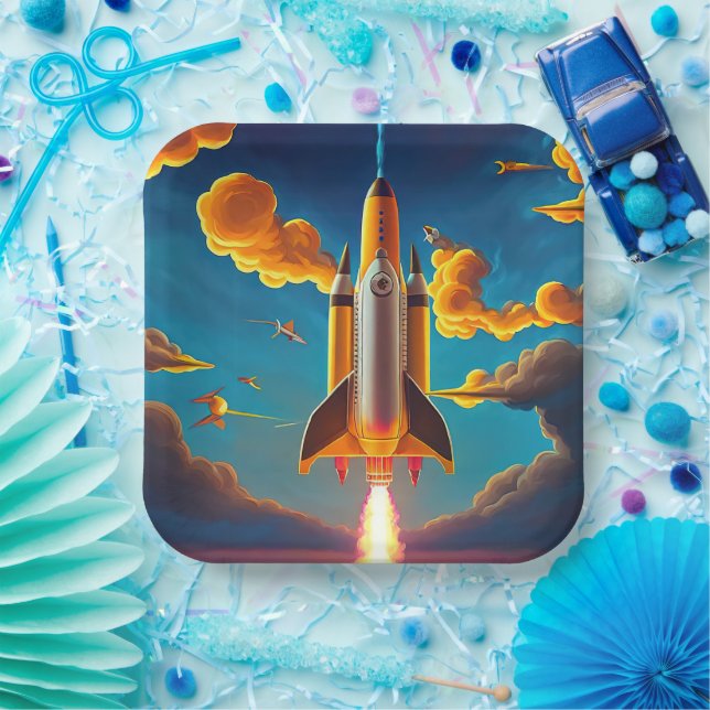 Assiettes En Carton Rocket at sunset (Fête)