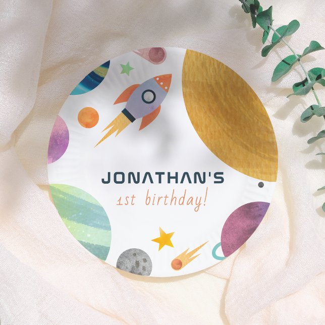 Assiettes En Carton Rocket Trip Around The Sun Space Boy Birthday (Créateur téléchargé)